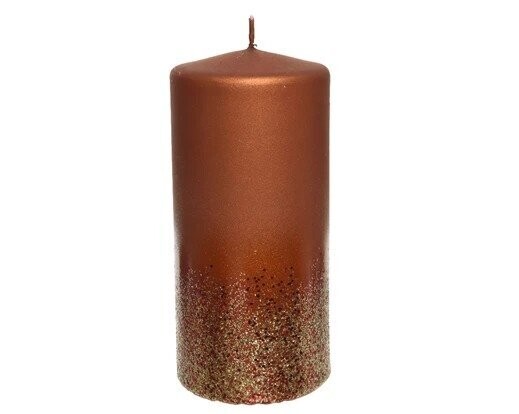 BOUGIE CYLINDRE CANELLE PAILLETTES OR 7x15CM
