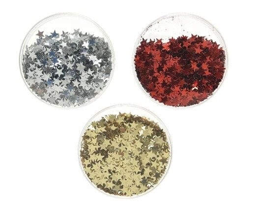 PAILLETTES ETOILES PVC OR, ARGENT OU ROUGE