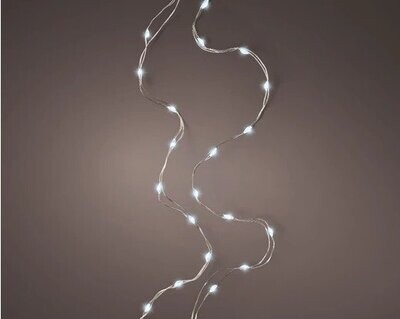 GUIRLANDE 60 LEDS LUMINEUSES BLANC FROID 2.95M