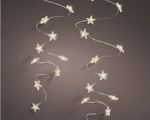 GUIRLANDE 40 ETOILES LEDS LUMINEUSES BLANC CHAUD 1.95M