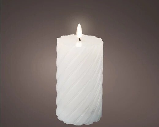 BOUGIE LED BLANCHE STRIE 7.5x15CM