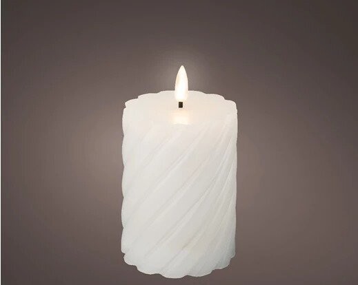 BOUGIE LED BLANCHE STRIE 7.5x12.5CM