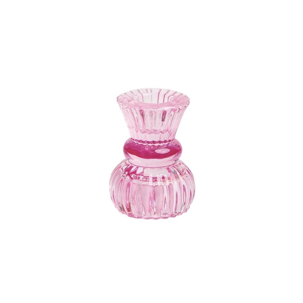 BOUGEOIR VERRE ROSE 6.5x7CM