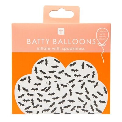 BALLON LATEX TRANSPARENT CHAUVE SOURIS NOIR 30CM (x5)