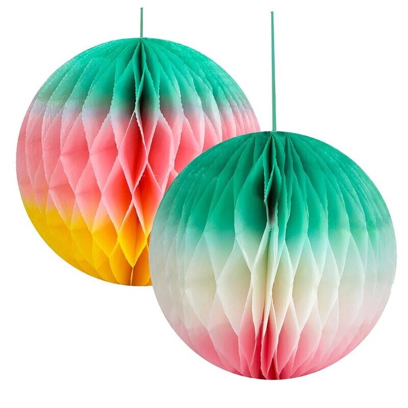 BOULE PAPIER ALVEOLEE PASTEL 25CM (x2)