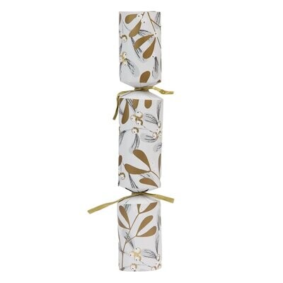 CRACKER FEUILLAGE BLANC ET OR 29CM (x6)