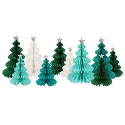 SAPIN EVENTAIL BLANC ET VARIATION DE VERT 10 A 19CM (x10)