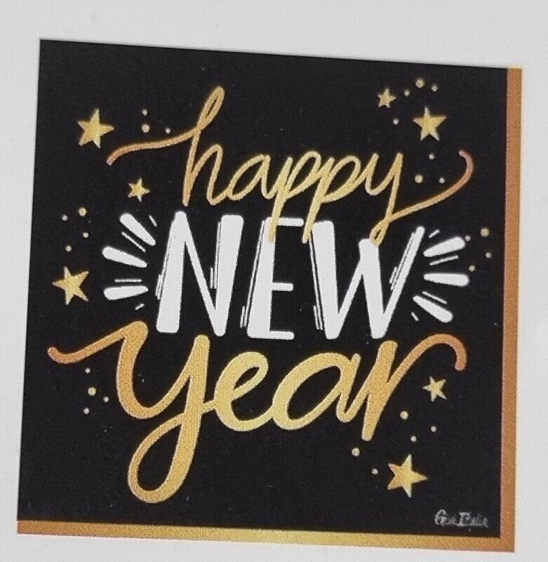 SERVIETTE NOIR HAPPY NEW YEAR OR ET BLANC 33CM (x16)