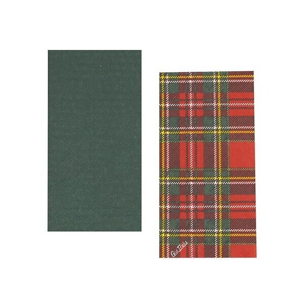 SERVIETTE VERT ET TARTAN 33CM (x16)