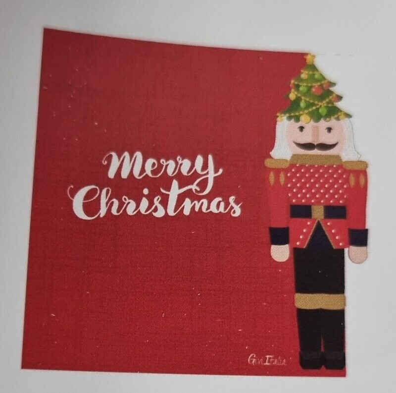 SERVIETTE CASSE NOISETTE ROUGE MERRY CHRISTMAS BLANC 33CM (x16)