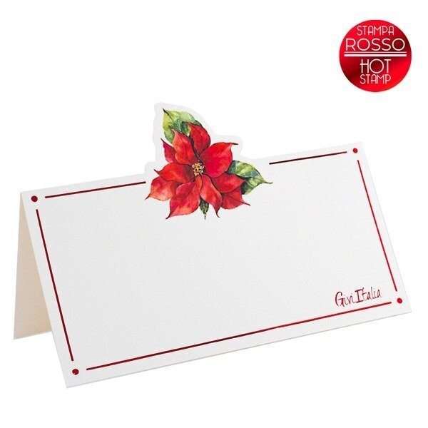 MARQUE PLACE ROUGE ET BLANC POINSETTIA 10x5CM (x8)