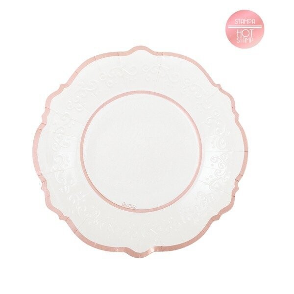 ASSIETTE LIBERTY BLANCHE ET ROSE GOLD 21CM (x8)