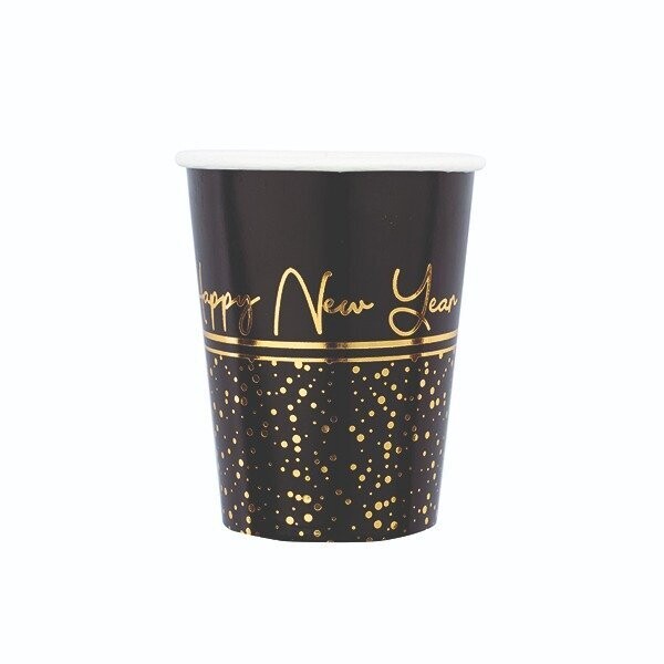 GOBELET HAPPY NEW YEAR NOIR ET OR 25CL (x8)