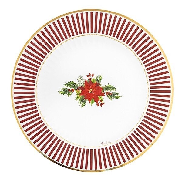ASSIETTE ROUGE ET BLANCHE POINSETTIA 33CM (x6)