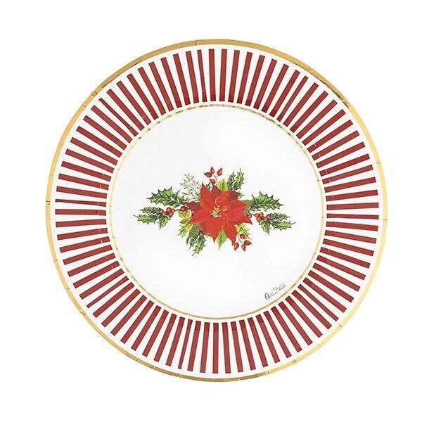 ASSIETTE ROUGE ET BLANCHE POINSETTIA 27CM (x8)