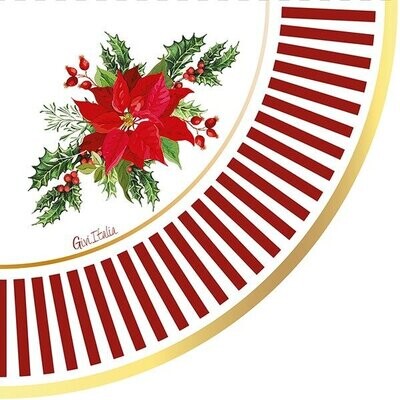 SERVIETTE ROUGE ET BLANCHE POINSETTIA 33CM (x16)