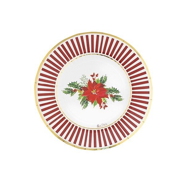ASSIETTE ROUGE ET BLANCHE POINSETTIA 21CM (x8)