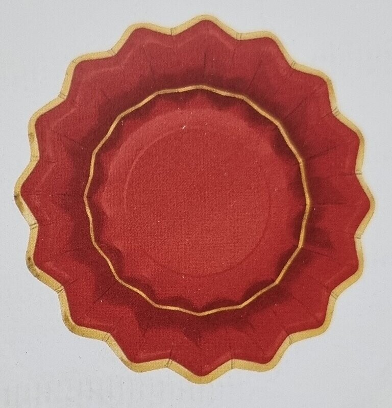 ASSIETTE CREUSE LIBERTY ROUGE ET OR 24CM (x8)