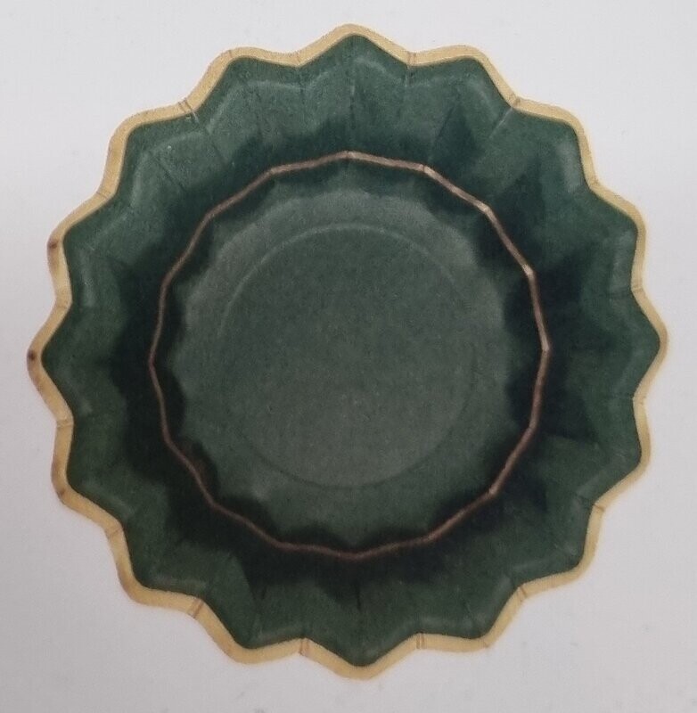 ASSIETTE CREUSE VERT ET OR 24CM (x8)
