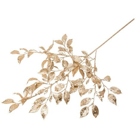 BRANCHE DE FEUILLES PAILLETTES CHAMPAGNE 72CM