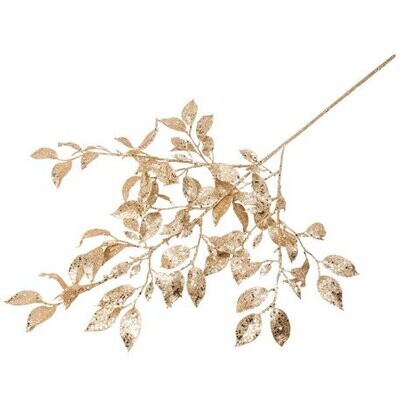 BRANCHE DE FEUILLES PAILLETTES CHAMPAGNE 72CM BRANCHE DE FEUILLES PAILLETTES CHAMPAGNE 72CM