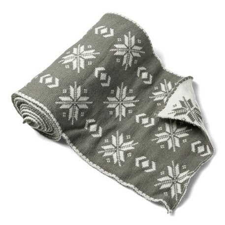 CHEMIN DE TABLE LAINE FLOCON GRIS ET BLANC REVERSIBLE 28CMX3M