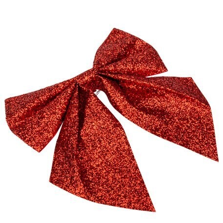 NOEUD PAILLETTES ROUGES 24X28CM