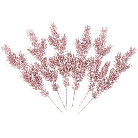 BRANCHE DE SAPIN PAILLETTES ROSE GOLD 29,5CM (x6)