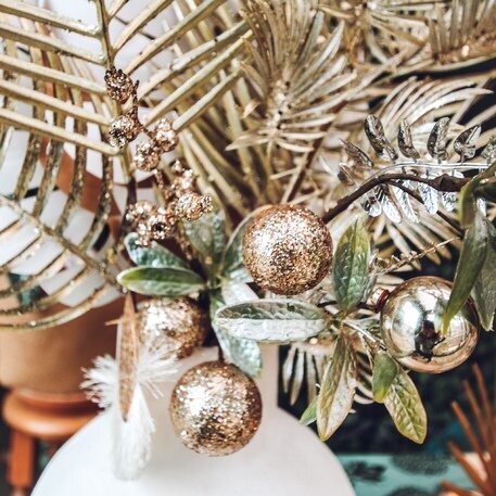 BRANCHE MAGIE DE NOEL PAILLETTES CHAMPAGNE 51CM