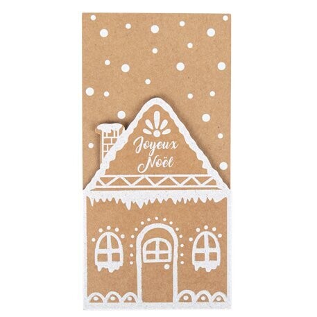 PORTE-COUVERTS MAISON PAIN D'ÉPICE KRAFT ET BLANC IRISÉE 20X10CM (x8)