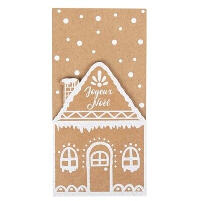 PORTE-COUVERTS MAISON PAIN D'ÉPICE KRAFT ET BLANC IRISÉE 20X10CM (x8)