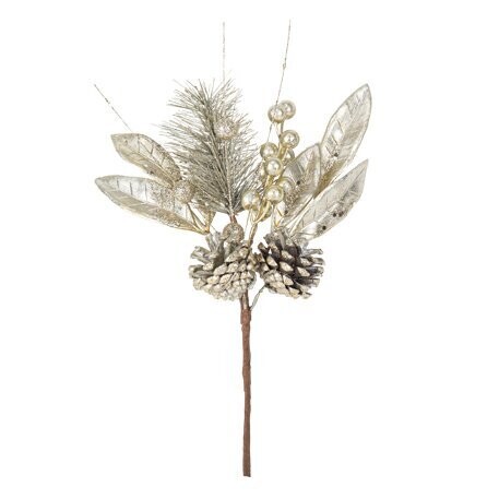 BRANCHE EBLOUISSANTE OR MAT ET PAILLETTES CHAMPAGNE 28CM
