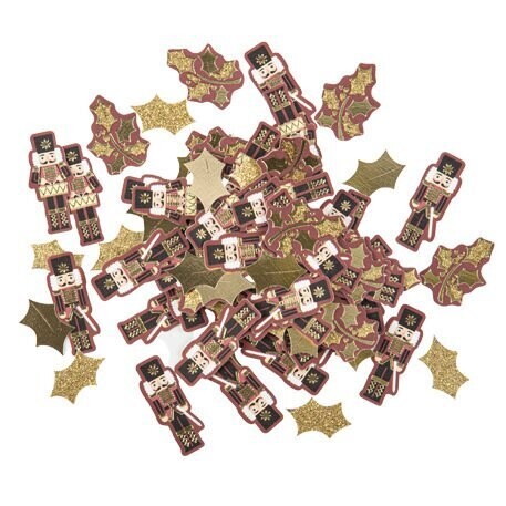 CONFETTIS CASSE NOISETTES BORDEAUX ET OR 1.5 A 4CM (x100)