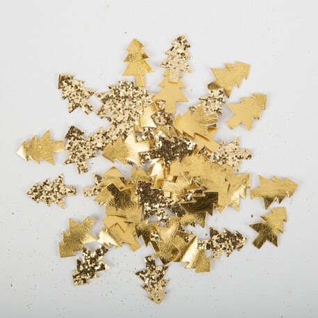 CONFETTIS SAPIN EFFET CUIR PAILLETTES OR 2.5CM