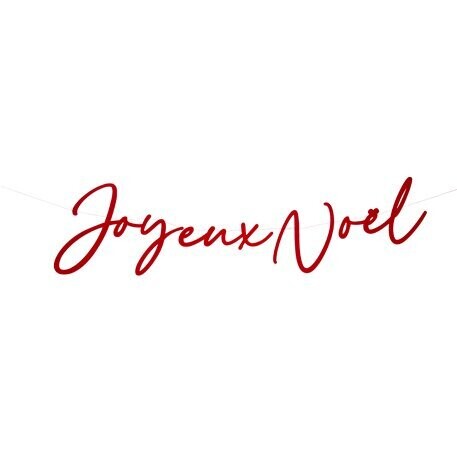 GUIRLANDE "JOYEUX NOEL" VELOURS ROUGE 30CMx1.30M