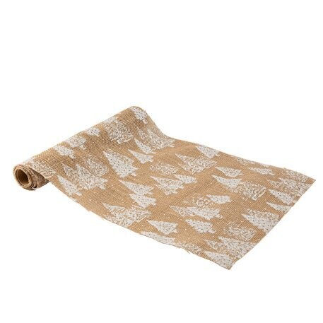 CHEMIN DE TABLE JUTE SAPINS BLANCS 28CMx3M