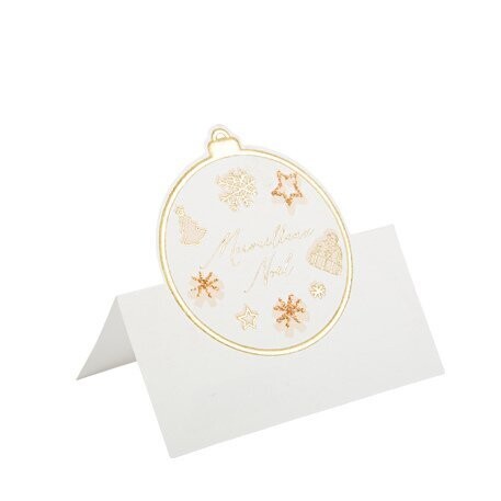 MARQUE PLACE MERVEILLEUX NOEL BLANC ET OR 8x7.5CM (x8)