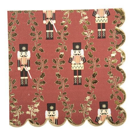 SERVIETTE CASSE NOISETTE BORDEAUX ET OR 33CM (x16)