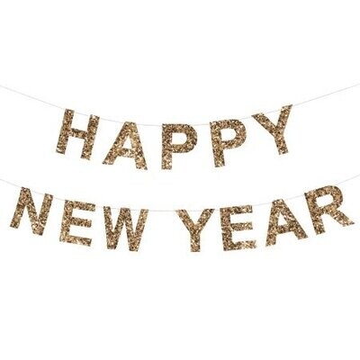 GUIRLANDE "HAPPY NEW YEAR" PAILLETTES OR ECOLOGIQUE 2.10M