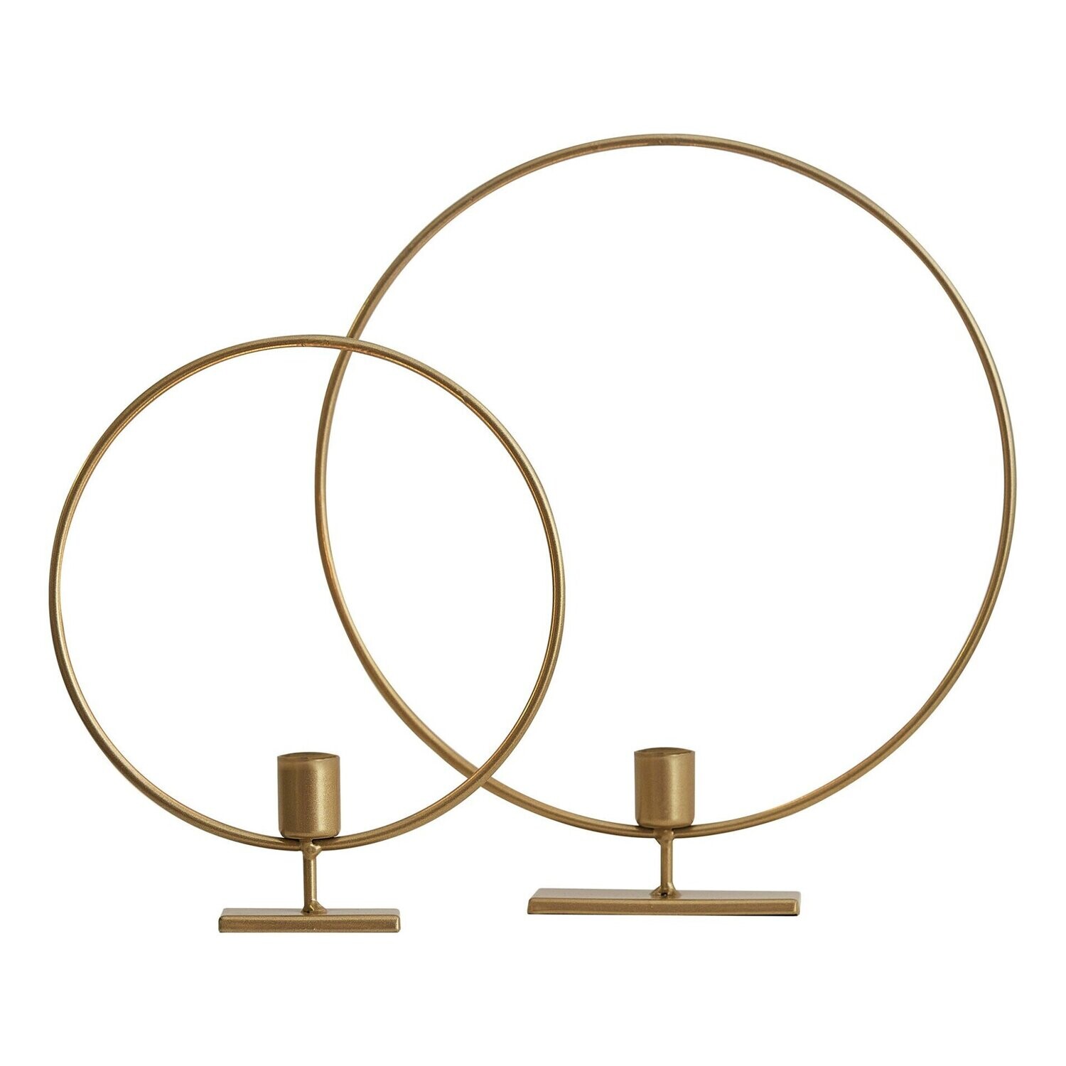BOUGEOIR ANNEAU METAL SUR PIED 25x27.5CM et 22x24.5CM (x2)