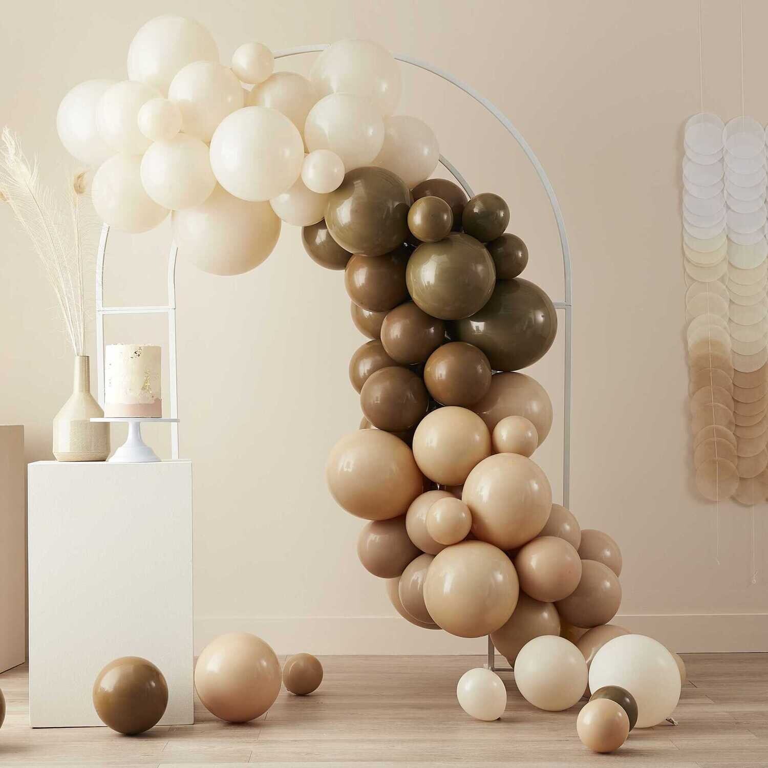 ARCHE DE 70 BALLONS NUDE ET BRUNS