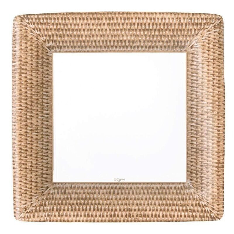 ASSIETTE CARREE BLANCHE ET CORDAGE JUTE 26CM (x8)