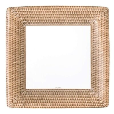ASSIETTE CARREE BLANCHE ET CORDAGE JUTE 26CM (x8)
