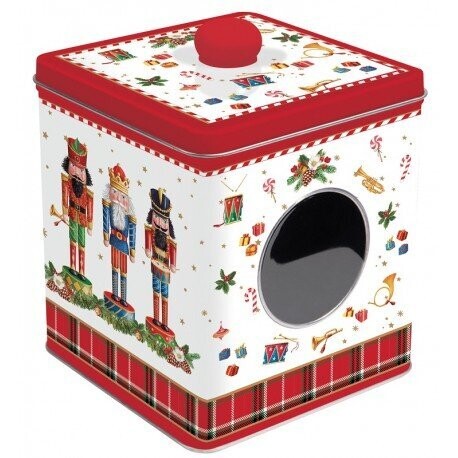 BOITE A BISCUITS METAL CASSE NOISETTE 13x13CM