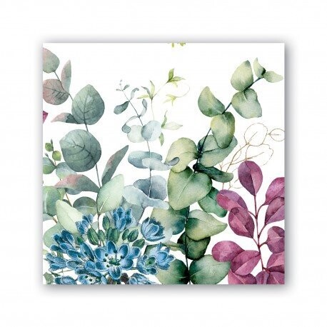 SERVIETTE FLEURS ET EUCALYPTUS 33CM (x20)