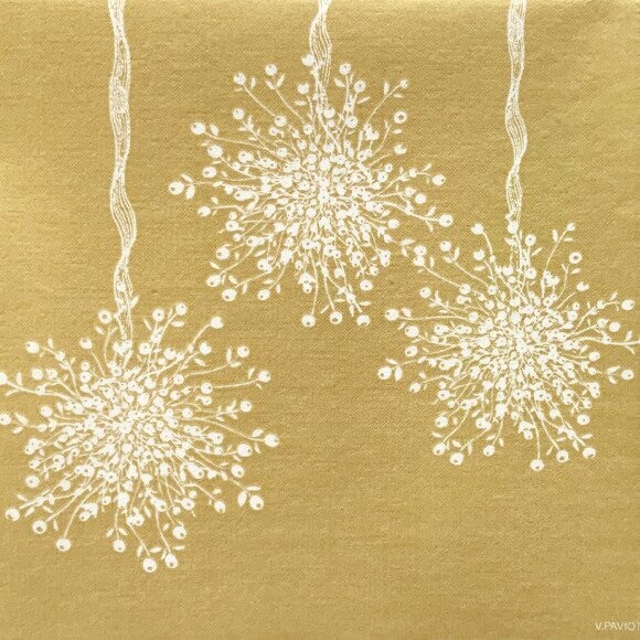 SERVIETTE COCKTAIL DOREE BOULE DE GUI BLANC 25CM (x20)