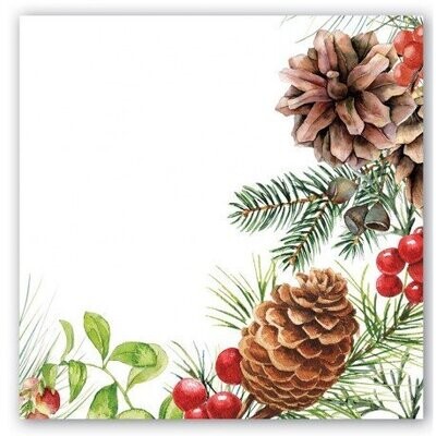 SERVIETTE BRANCHAGE DE NOEL 33CM (X20)
