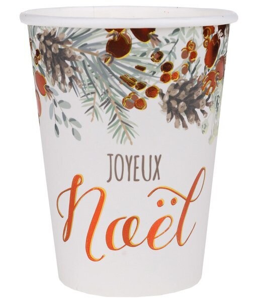 GOBELET "JOYEUX NOEL" ET GUIRLANDE DE NOEL ROSE GOLD 27CL (x10)