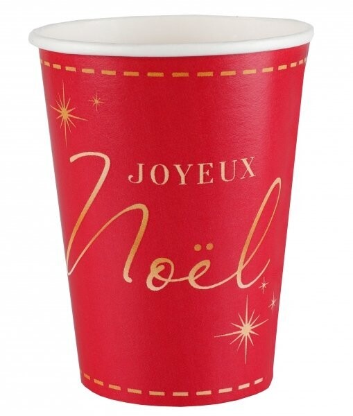 GOBELET ROUGE "JOYEUX NOEL" DORE 27CL (x10)