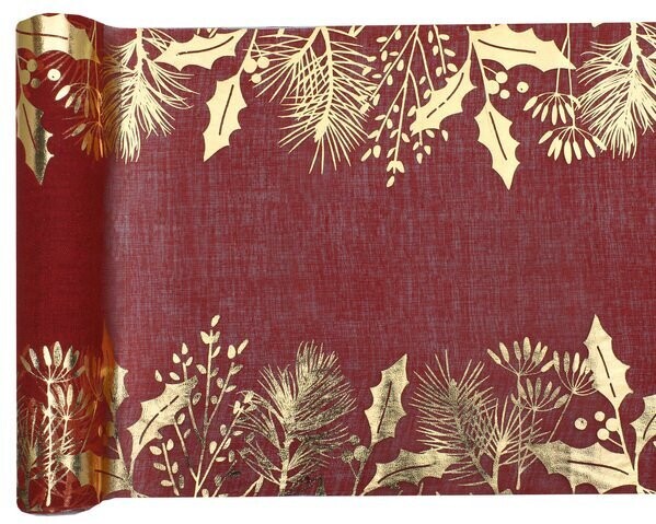 CHEMIN DE TABLE TERRACOTA ET BRANCHES HIVERNALES DOREES 28CMx3M